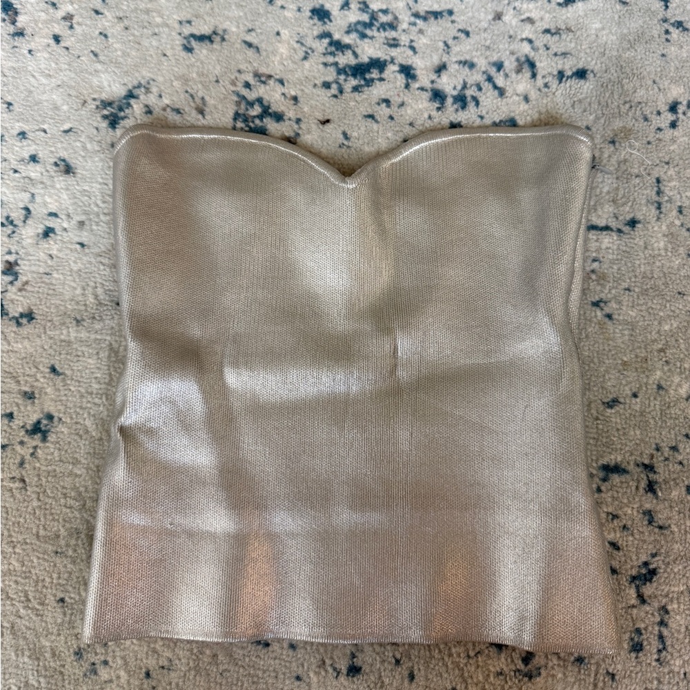Silver Strapless Top